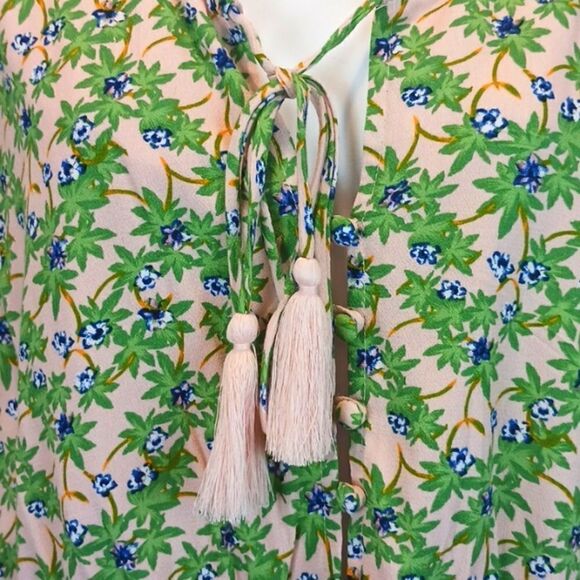 Chelsea & Violet pink/green tropical ruffle sleeve crop top/blouse size XL - Picture 6 of 9